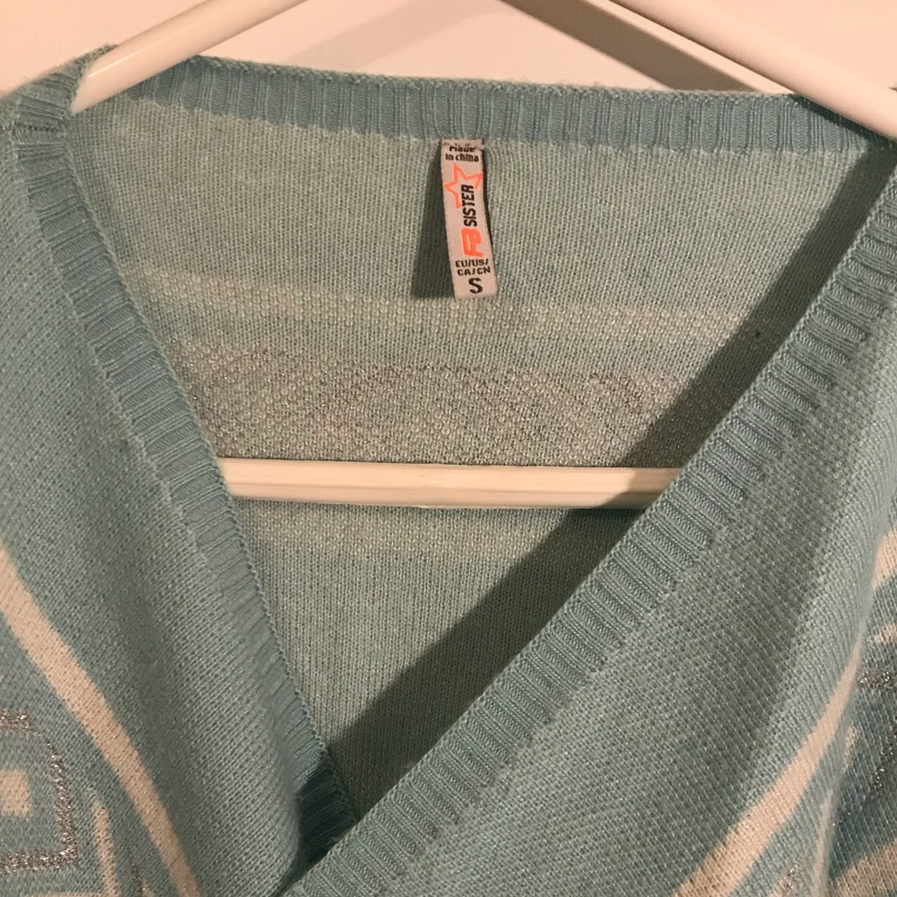 SALE!! Blue Sweater with Tassels - Picture 2 of 8